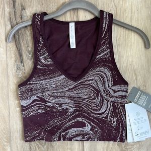 Athleta Aurora Seamless Shine Crop Tank Spiced Cabernet Size Small NEW